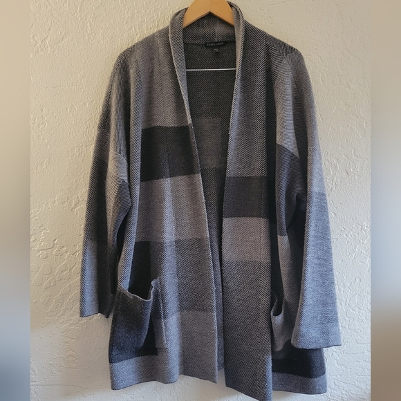 Eileen Fisher Merino Jacquard Jacket Coat Size Large - Picture 1 of 4